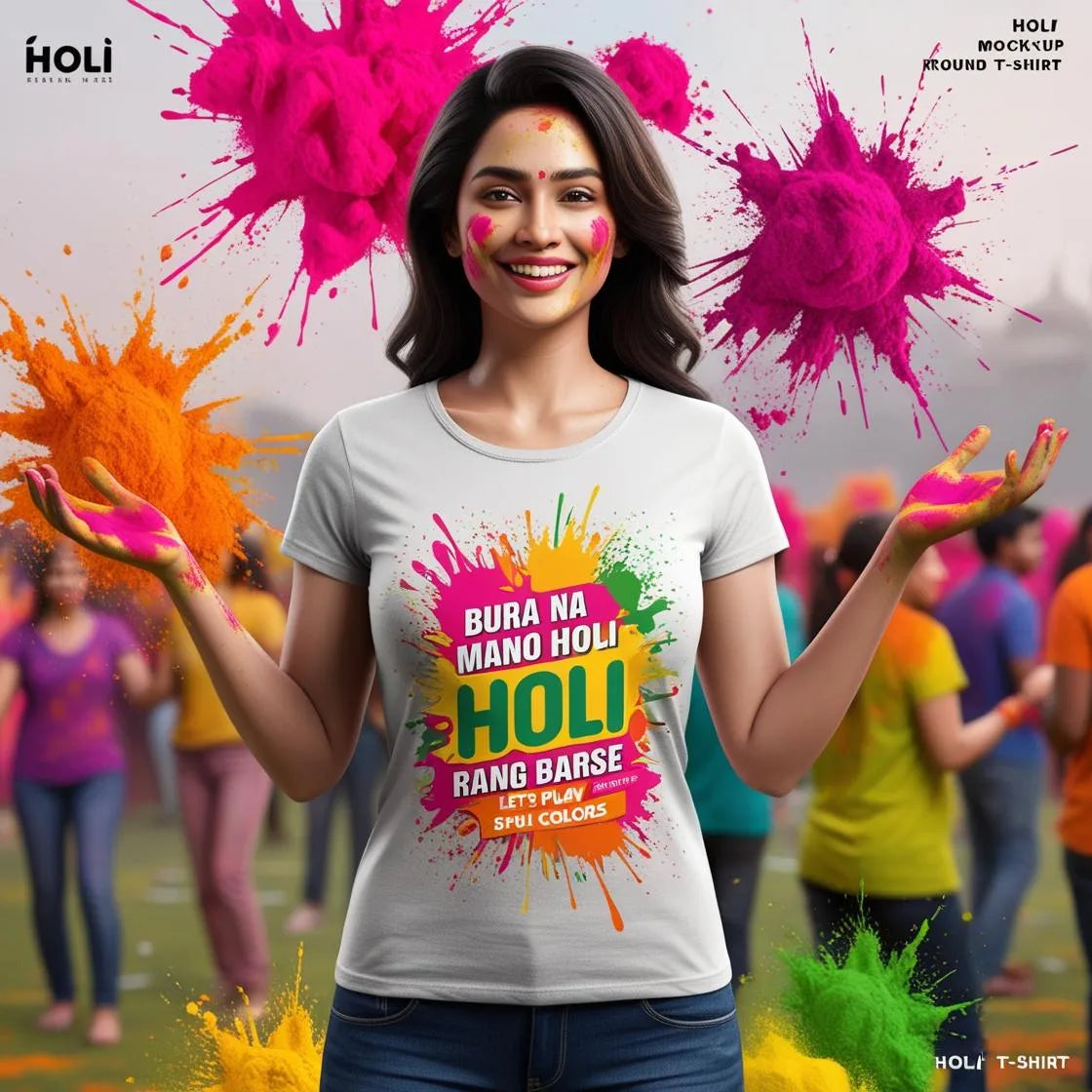 Custom Holi Theme T-Shirt β Celebrate Colors in Style!