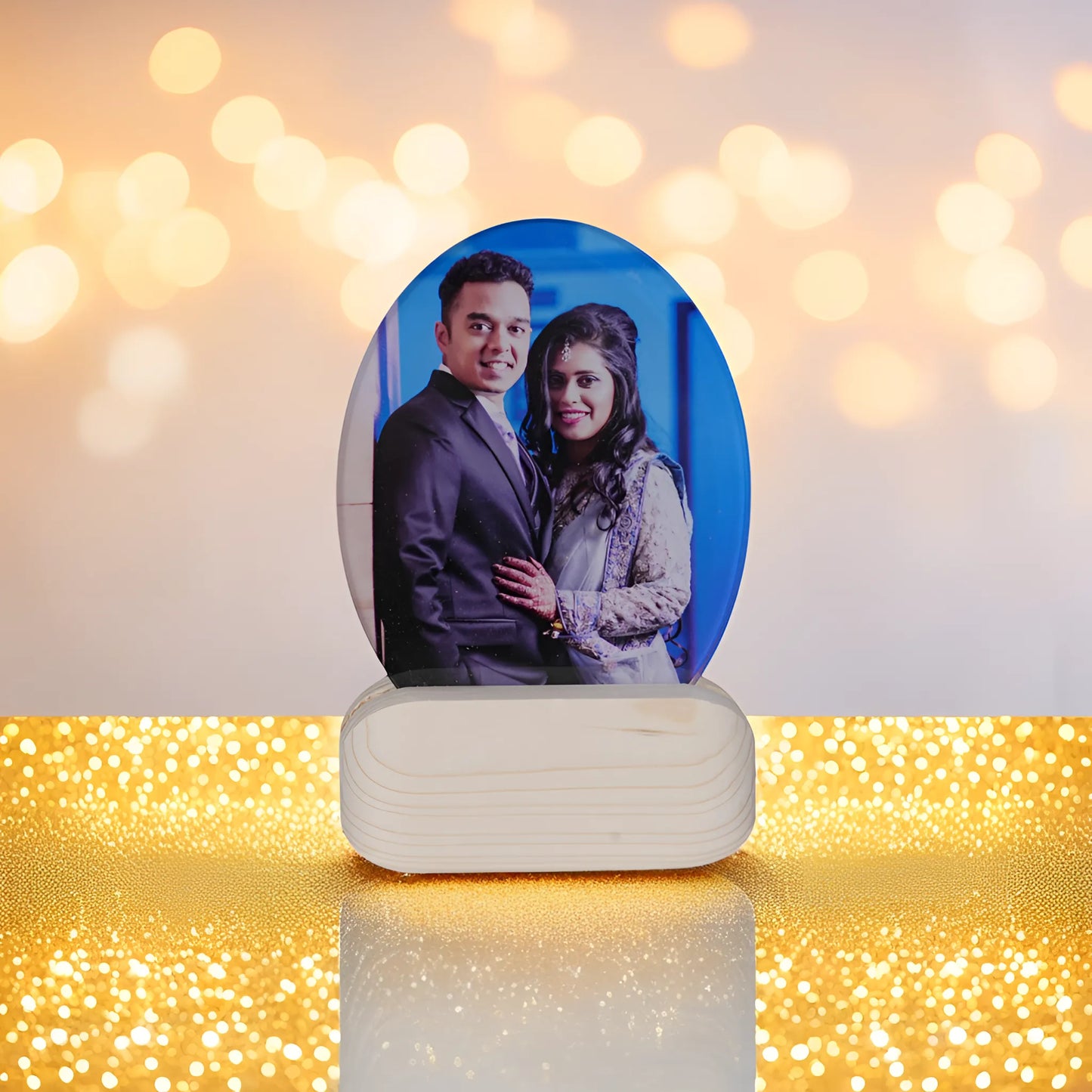 Premium Personalized Acrylic Photo Plaque with Wooden Base