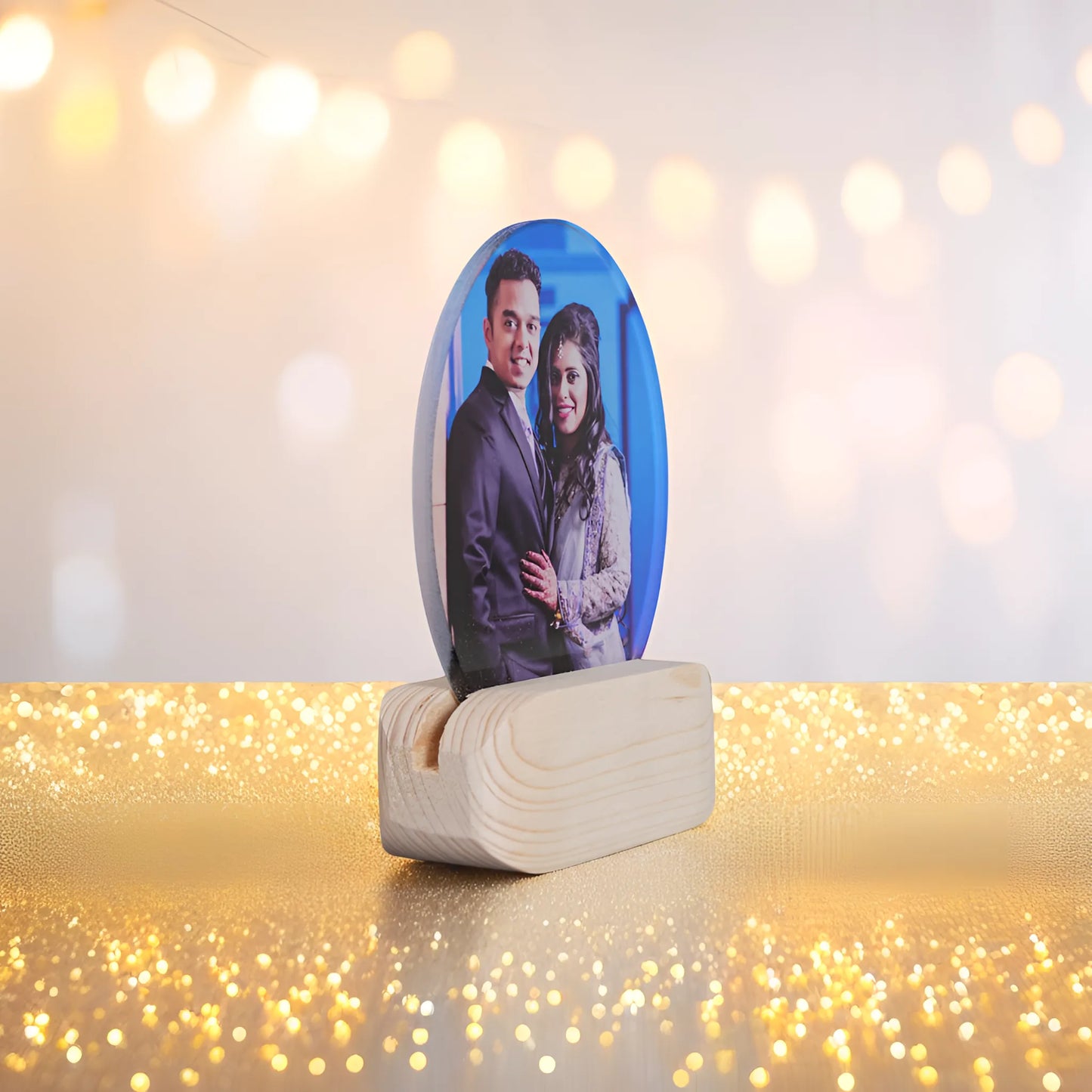 Premium Personalized Acrylic Photo Plaque with Wooden Base
