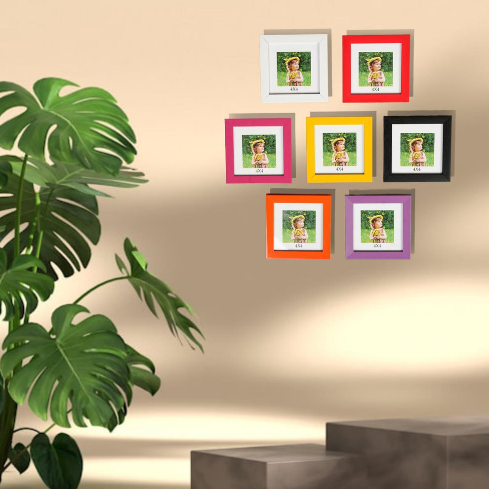 Buy Personalized Color Frame Pack of 7 – Wooden Glass Photo Frames ...