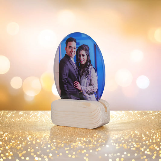 Premium Personalized Acrylic Photo Plaque with Wooden Base