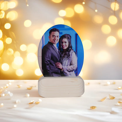 Premium Personalized Acrylic Photo Plaque with Wooden Base